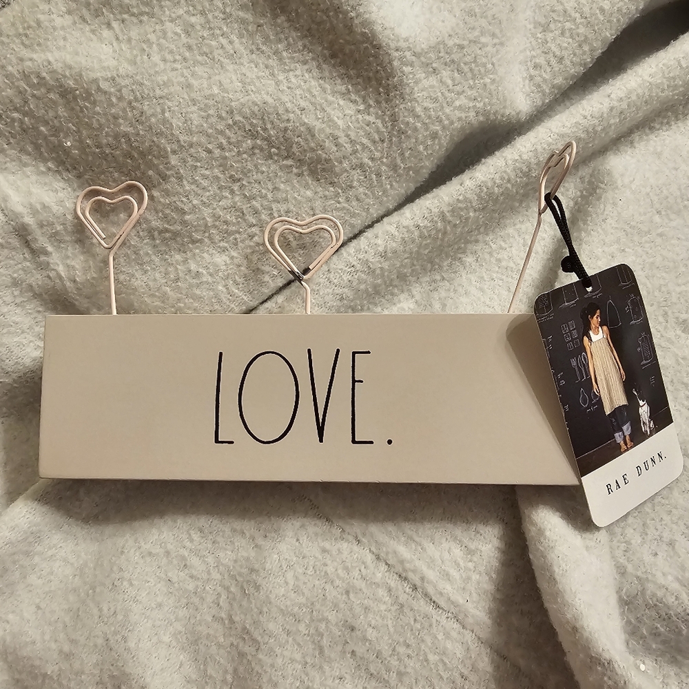 Rae Dunn Love Pink Wood And Wire Photo Holder Picture Display